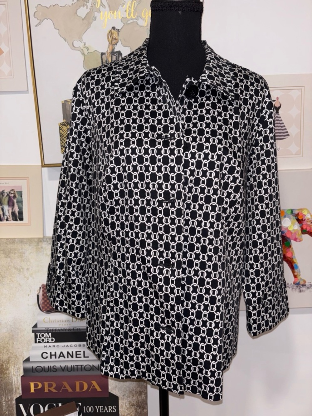 Appleseed's Black & White Chain-Print Shirt Jacket